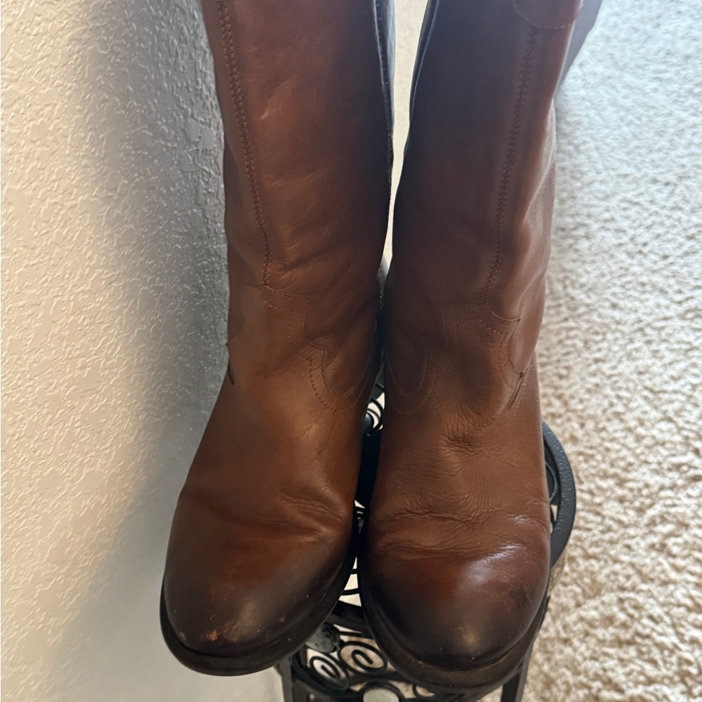 Brown  Gradient Leather Western Boots